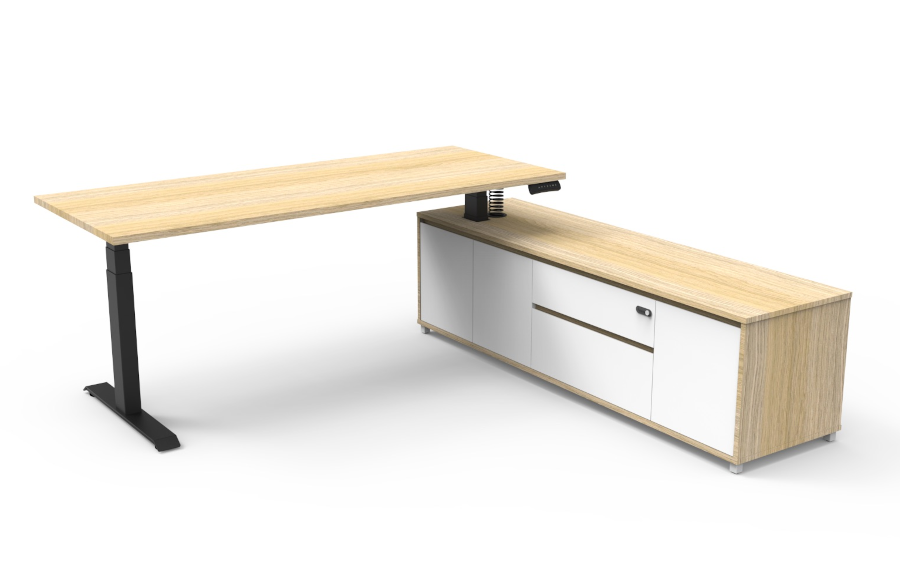 Natural Oak Cabinet, Oak Top With Black Frame